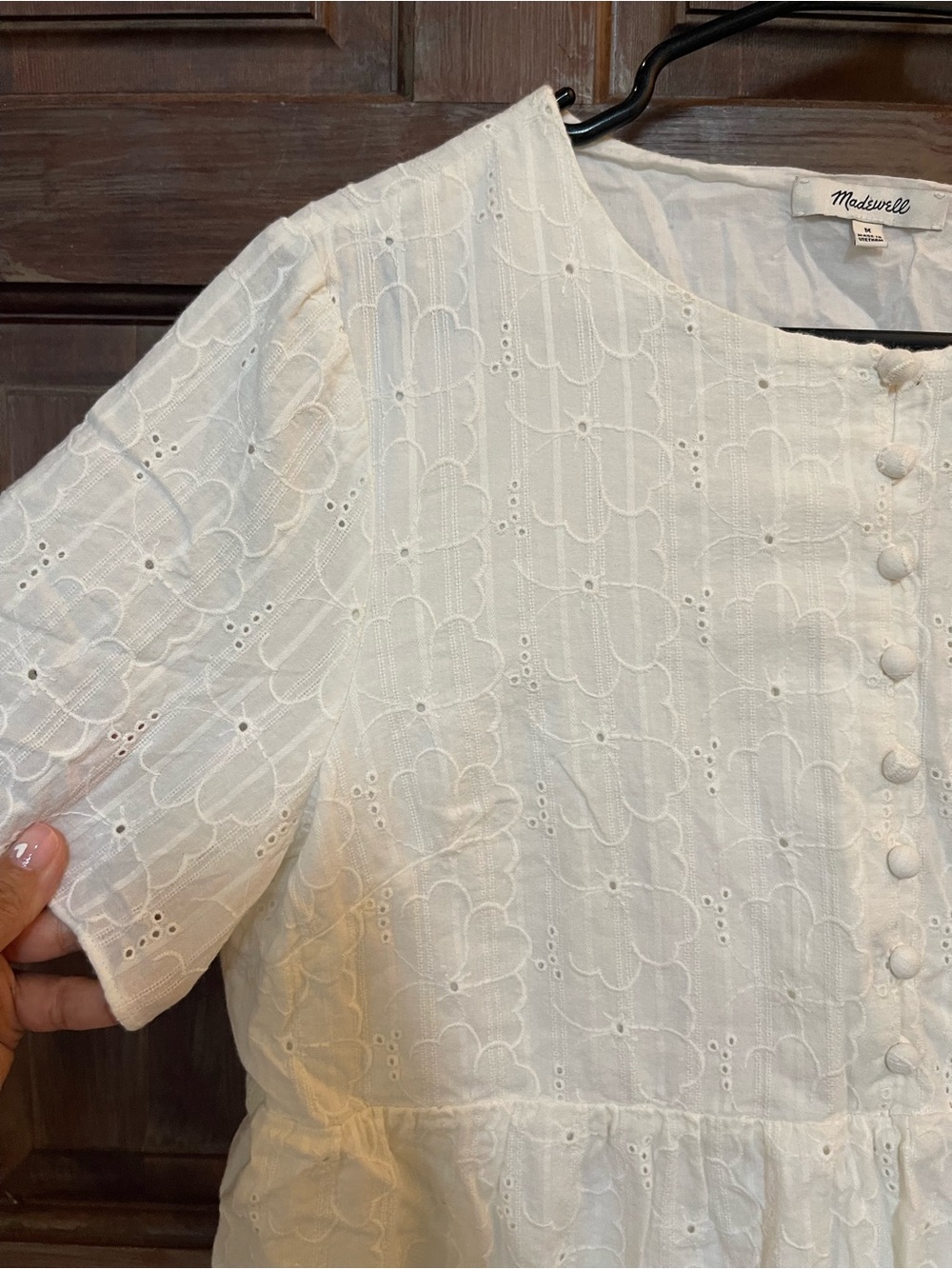 White Eyelet Short-Sleeve Dress by Madewell - Picture 2 of 5